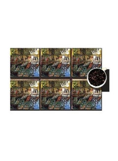 Buy 6-Piece Printed Coaster Set Multicolour 7x7cm in Egypt