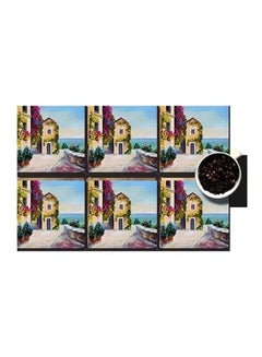 Buy 6-Piece Printed Coaster Set Multicolour 7x7cm in Egypt