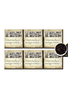 Buy 6-Piece Decorative Coaster Set Beige/Black 7x7cm in Egypt