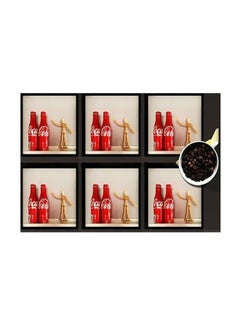 Buy 6-Piece Coaster Set Red/Gold/Beige 7x7cm in Egypt