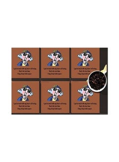 Buy 6-Piece Decorative Coaster Set Brown/Black 7x7cm in Egypt