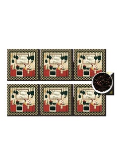 Buy 6-Piece Coasters Set Red/Beige/Black 7x7cm in Egypt