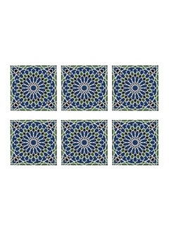 Buy 6-Piece Novelty Coaster Set Blue/Yellow 7x7cm in Egypt