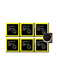 Buy 6-Piece Decorative Printed Coaster Set Black/Yellow 7x7cm in Egypt