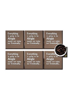 Buy 6-Piece Decorative Printed Coaster Set Brown/White 7x7cm in Egypt