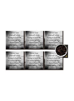 Buy 6-Piece Decorative Printed Coaster Set Grey/Black 7x7cm in Egypt