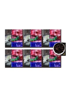 Buy 6-Piece Decorative Printed Coaster Set Black/Pink/Blue 7x7cm in Egypt