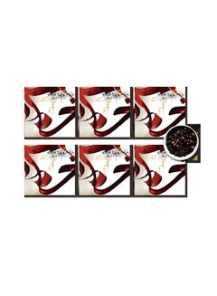 Buy 6-Piece Decorative Printed Coaster Set White/Red 7x7cm in Egypt