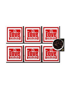 Buy 6-Piece Decorative Printed Coaster Set Red/White 7 X 7cm in Egypt