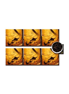 Buy 6-Piece Decorative Coasters Orange/Black 7x7cm in Egypt