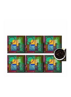 Buy 6-Piece Printed Coaster Set Green/Blue/Pink 7x7cm in Egypt