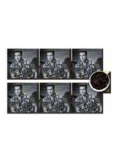 Buy 6-Piece Printed Coaster Set Black/White 7 x7cm in Egypt