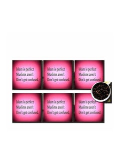 Buy 6-Piece Decorative Coaster Set Pink/Black 7 x7cm in Egypt