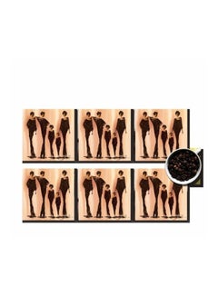 Buy 6-Piece Decorative Coaster Set Beige/Brown 7x7cm in Egypt