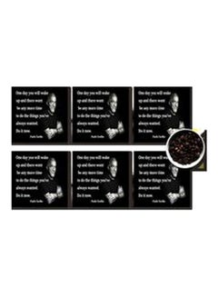 Buy 6-Piece Decorative Coasters Black/Grey 7x7cm in Egypt