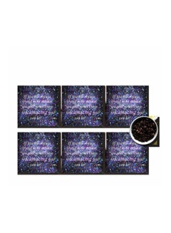 اشتري 6-Piece Printed Coaster Set Purple/Black/White 7x7 centimeter في مصر