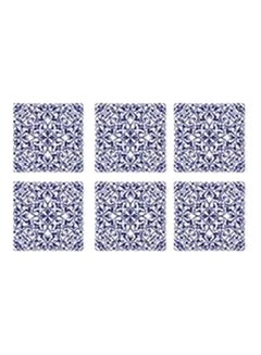 اشتري 6-Piece Decorative Printed Coaster Set Blue/White 7x7 سنتيمتر في مصر