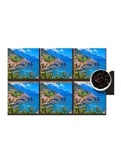 Buy 6-Piece Decorative Coasters Set Blue/Green/Beige 7x7cm in Egypt