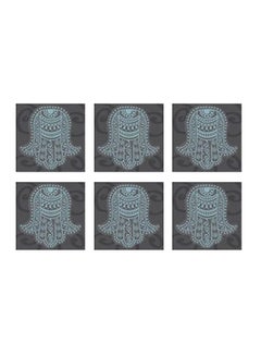 Buy 6-Piece Printed Magnetic Coasters Grey/Green 7x7cm in Egypt