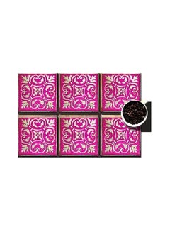 Buy 6-Piece Printed Coasters Pink/White 7x7cm in Egypt