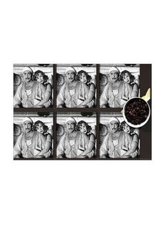 Buy 6-Piece Decorative Coasters Black/White 7x7cm in Egypt