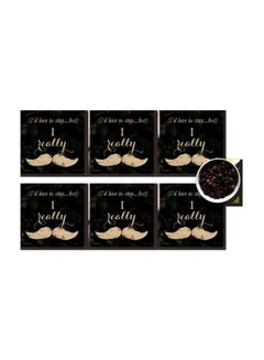 اشتري 6-Piece Printed Coaster Set Black/Beige 7x7 centimeter في مصر