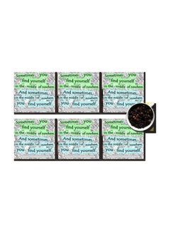 Buy 6-Piece Printed Coaster Set Multicolour 7x7cm in Egypt