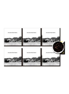 Buy 6-Piece Printed Coaster Set White/Grey/Black 7x7cm in Egypt