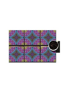 Buy 6-Piece Printed Coasters Set Pink/Blue/Green 7x7cm in Egypt