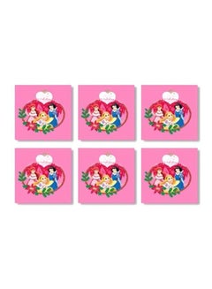 Buy 6-Piece Novelty Magnet Coaster Set Pink/Blue/Yellow 7x7cm in Egypt