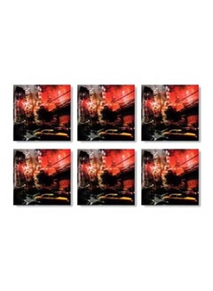 Buy 6-Piece Novelty Magnet Coaster Set Red/Black/Grey 7x7cm in Egypt