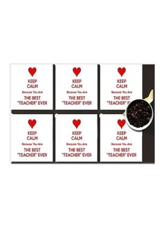 Buy 6-Piece Coaster Set White/Red 7x7cm in Egypt