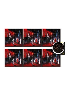 Buy 6-Piece Coaster Set Red/Black 7x7cm in Egypt