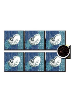 Buy 6-Piece Decorative Coasters Blue/White 7x7cm in Egypt