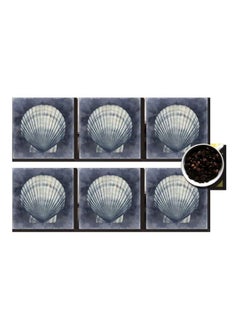 Buy 6-Piece Coaster Set Grey/White 7x7cm in Egypt