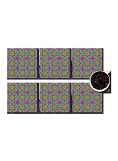 Buy 6-Piece Decorative Coaster Set Green/Blue/Red 7x7cm in Egypt