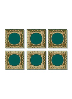 Buy 6-Piece Decorative Coaster Set Green/Beige 7x7cm in Egypt