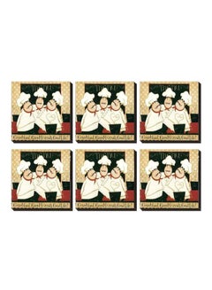 Buy 6-Piece Printed Coaster Set Multicolour 9x9cm in Egypt