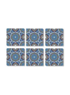 Buy 6-Piece Novelty Magnets Coaster Set Blue/White/Grey 7x7cm in Egypt