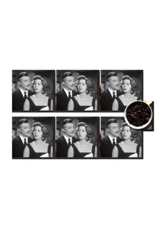 Buy 6-Piece Printed Coaster Set Black/White 7x7cm in Egypt