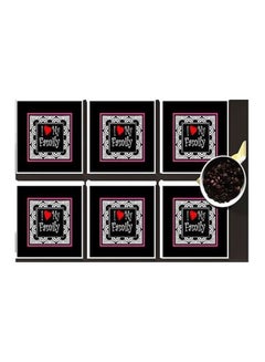 Buy 6-Piece Coasters Set Black/White/Red 7x7cm in Egypt