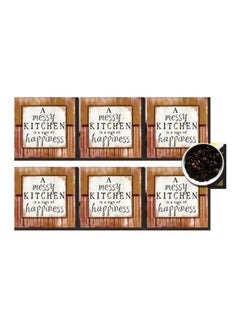 Buy 6-Piece Coasters Set Brown/White/Black 7x7cm in Egypt