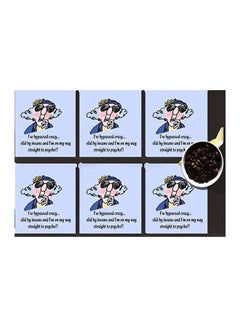 Buy 6-Piece Printed Coaster Set Blue/Black/Yellow 7x7cm in Egypt