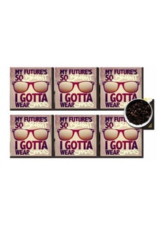 Buy 6-Piece Printed Coaster Set Beige/Red 7x7cm in Egypt