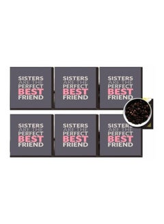 Buy 6-Piece Printed Coaster Set Grey/White/Pink 7x7cm in Egypt