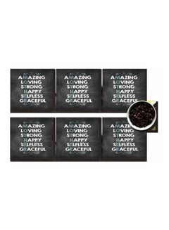 Buy 6-Piece Printed Coaster Set Black/White/Green 7x7cm in Egypt