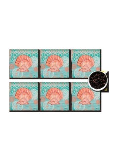 Buy 6-Piece Printed Coaster Set Green/Pink/White 7x7cm in Egypt