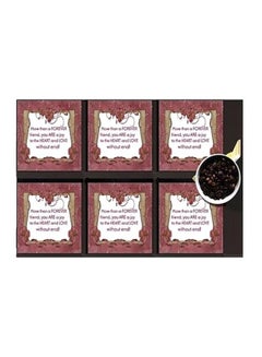 Buy Set Of 6 Decorative Coasters Maroon/White/Beige 7x7cm in Egypt