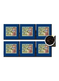 Buy Set Of 6 Decorative Coasters Blue/Brown/Green 7x7cm in Egypt