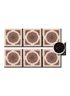 Buy Set Of 6 Decorative Coasters Salmon/Black/Beige 7x7cm in Egypt